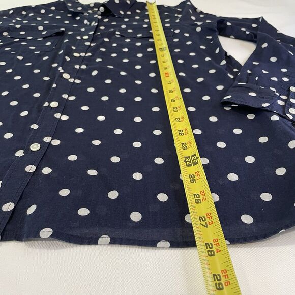 TALBOTS Women’s Polka Dot Navy Blouse Size M - Picture 8 of 12
